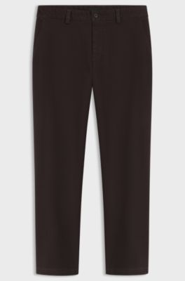 Chinos in structured stretch cotton, Dark Brown