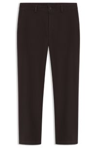Chinos in structured stretch cotton, Dark Brown