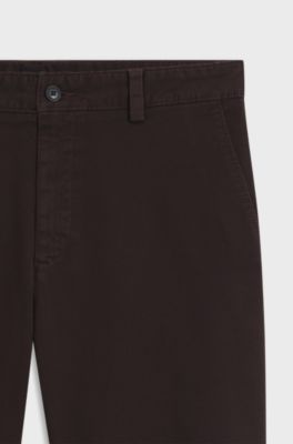 Chinos in structured stretch cotton, Dark Brown