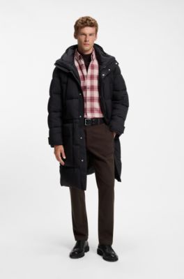 Chinos in structured stretch cotton, Dark Brown