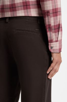 Chinos in structured stretch cotton, Dark Brown