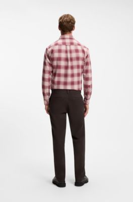 Chinos in structured stretch cotton, Dark Brown