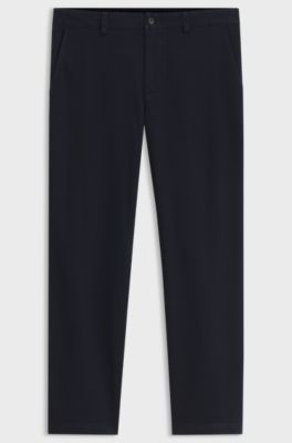 Chinos in structured stretch cotton, Dark Blue