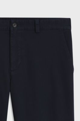 Chinos in structured stretch cotton, Dark Blue