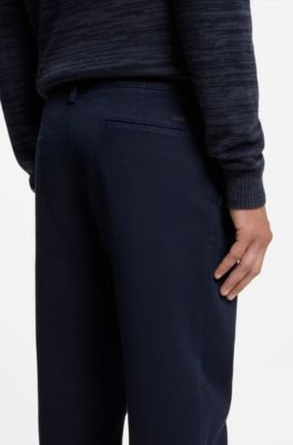 Chinos in structured stretch cotton, Dark Blue