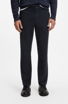 Chinos in structured stretch cotton, Dark Blue