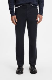 Chinos in structured stretch cotton, Dark Blue