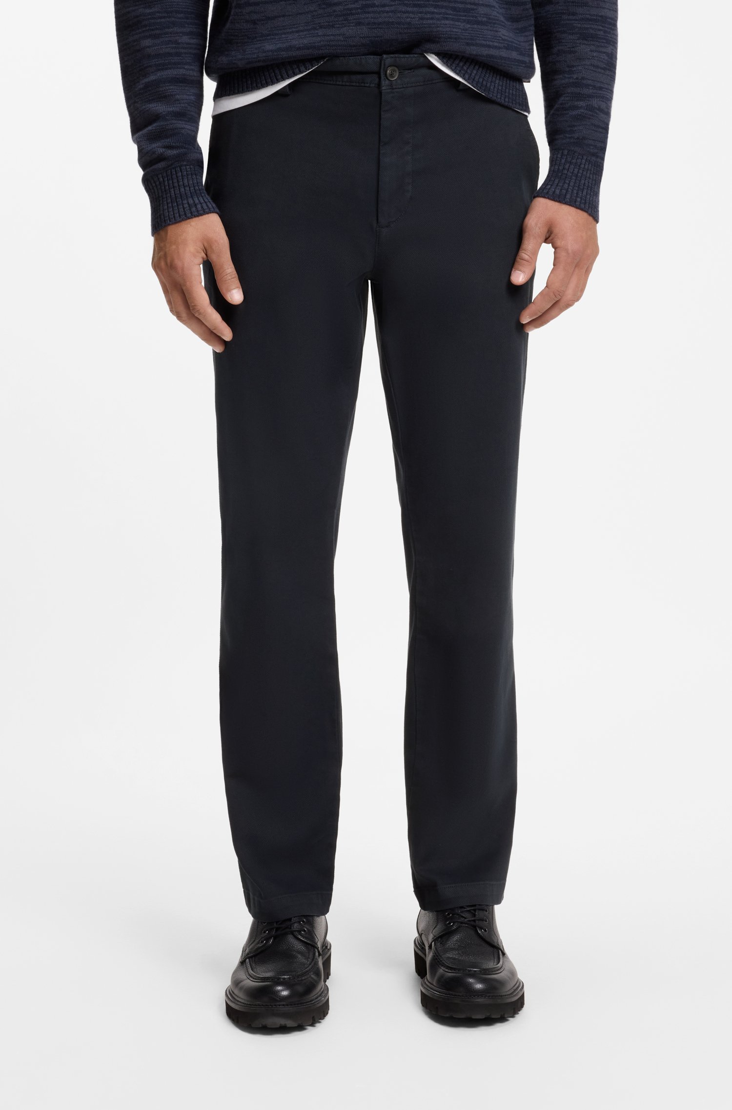 Boss Chinos in structured stretch cotton byxor herr