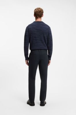 Chinos in structured stretch cotton, Dark Blue