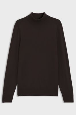 Knitted sweater with embroidered logo, Dark Brown