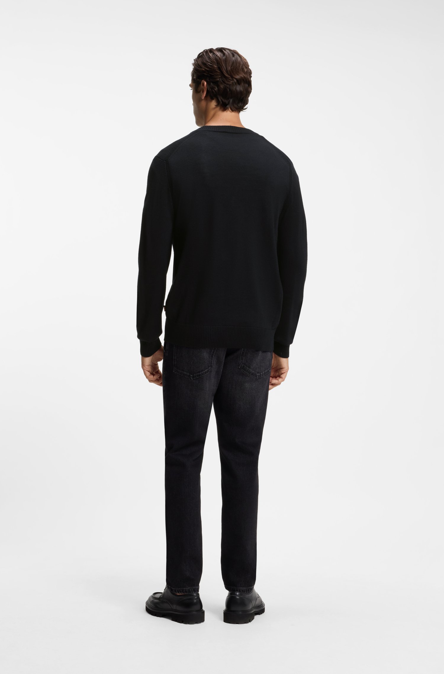 Boss V-neck cardigan crafted in virgin wool blend herr – bild 3