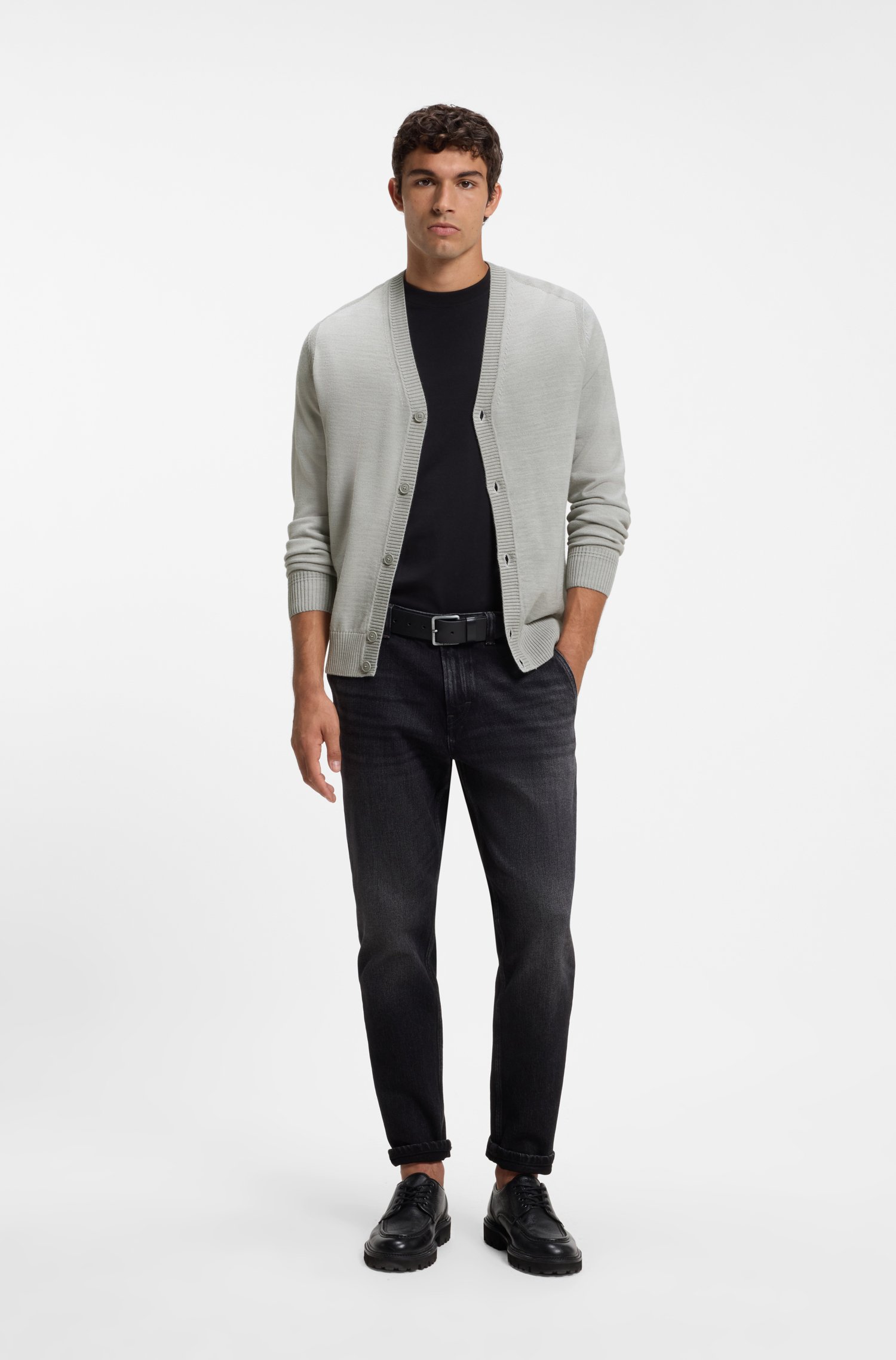 Boss V-neck cardigan crafted in virgin wool blend herr – bild 2