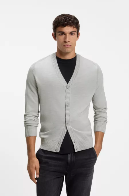 Cardigan aus Schurwoll-Mix mit V-Ausschnitt