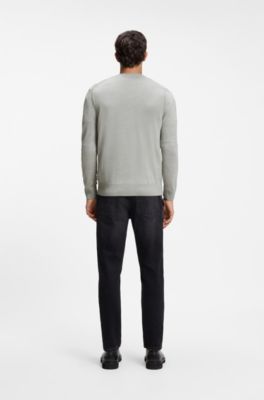 V-neck cardigan crafted in virgin wool blend, Light Grey