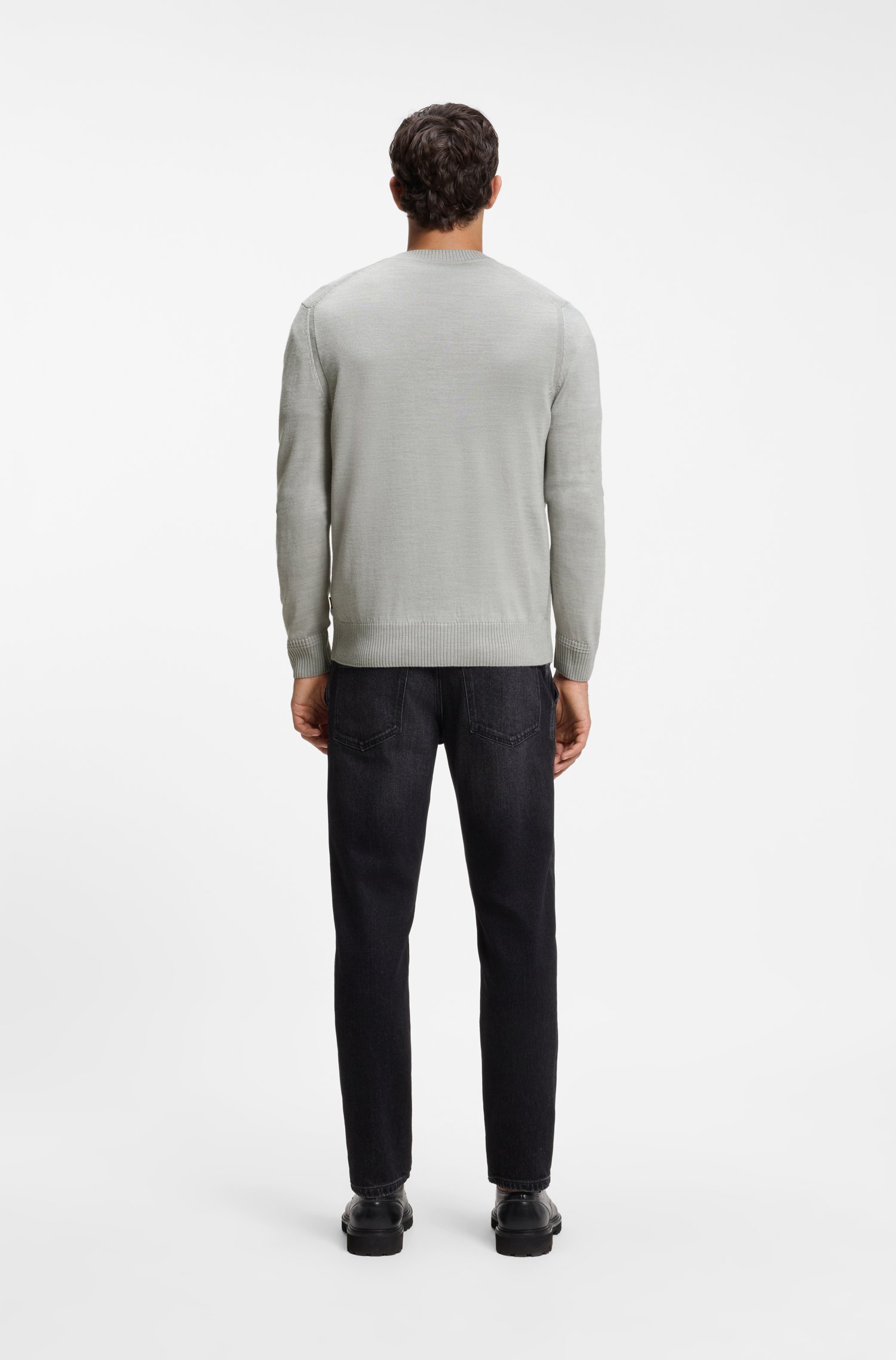 Boss V-neck cardigan crafted in virgin wool blend herr – bild 3