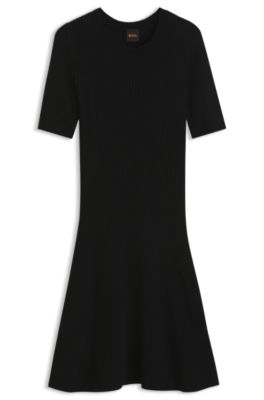Virgin-wool-blend dress, Black