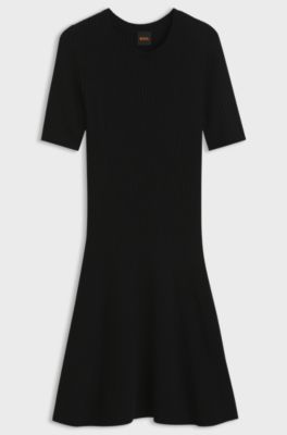 Virgin-wool-blend dress, Black