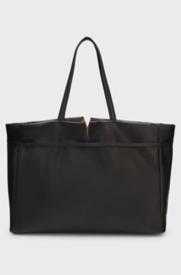 Runway BOSS Revers tote bag in leather, Black