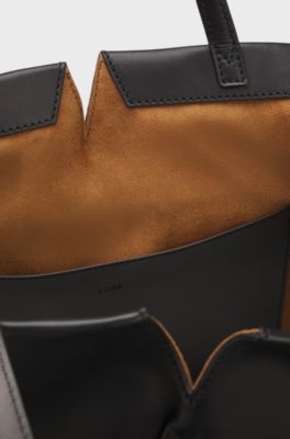 Runway BOSS Revers tote bag in leather, Black
