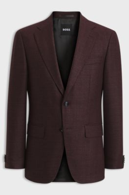 Slim-fit stretch-wool blazer , Brown