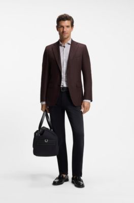 Slim-fit stretch-wool blazer , Brown