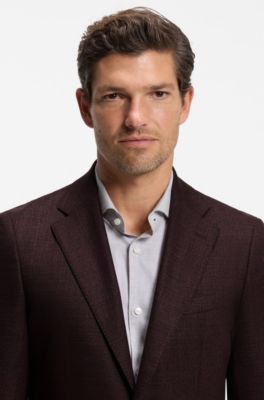 Slim-fit stretch-wool blazer , Brown