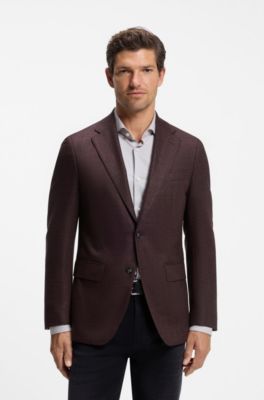 Slim-fit stretch-wool blazer , Brown