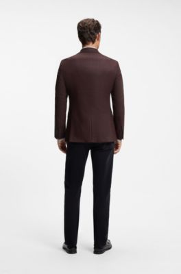 Slim-fit stretch-wool blazer , Brown