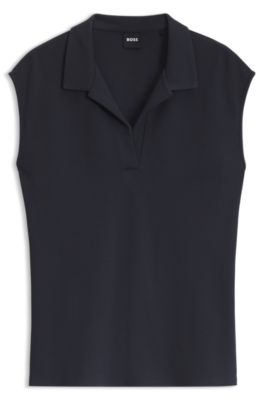 Crepe polo top, Dark Blue