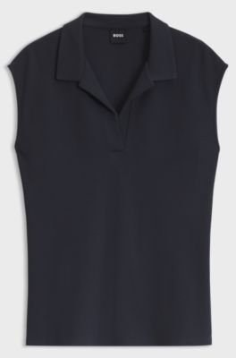 Crepe polo top, Dark Blue