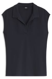 Crepe polo top, Dark Blue