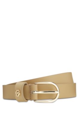 Italian-leather belt, Beige
