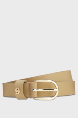 Italian-leather belt, Beige