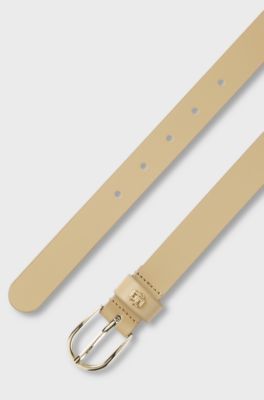Italian-leather belt, Beige