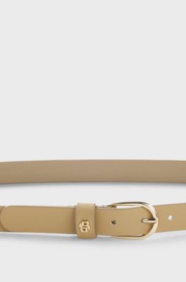 Italian-leather belt, Beige