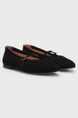 Suede ballet pumps, Black