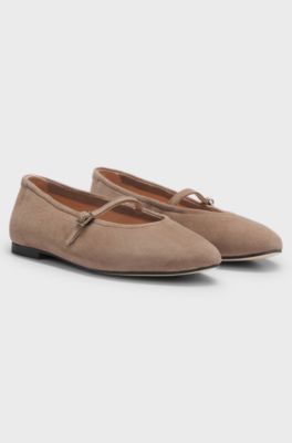 Suede ballet pumps, Brown