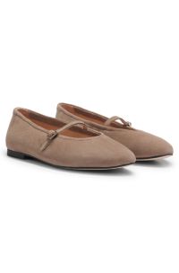 Suede ballet pumps, Brown