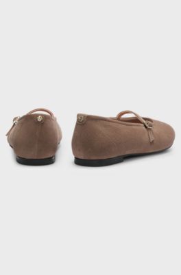 Suede ballet pumps, Brown