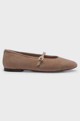 Suede ballet pumps, Brown