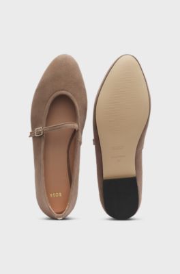Suede ballet pumps, Brown