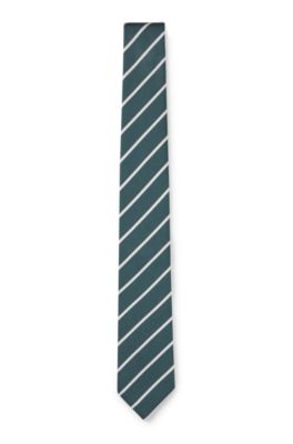 Striped silk-blend tie, Dark Green