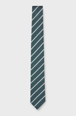 Striped silk-blend tie, Dark Green