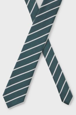 Striped silk-blend tie, Dark Green