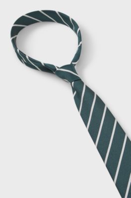 Striped silk-blend tie, Dark Green