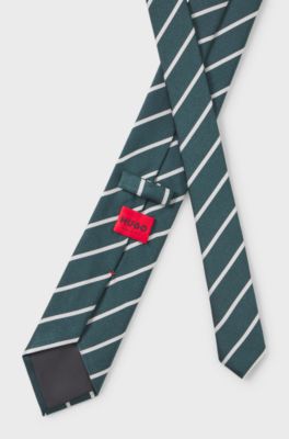 Striped silk-blend tie, Dark Green
