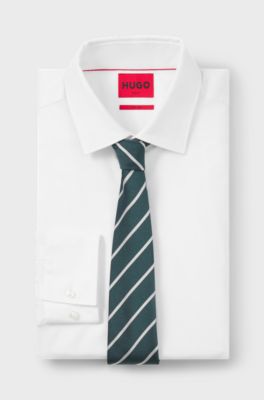 Striped silk-blend tie, Dark Green