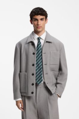Striped silk-blend tie, Dark Green