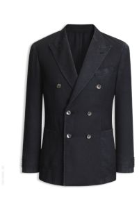 Slim-fit wool-blend blazer, Dark Blue