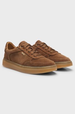 Low-top suede trainers, Brown